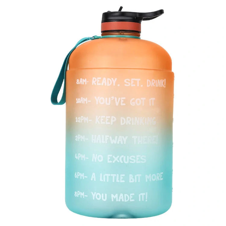 QuiFit Gallon Water Bottle with straw and motivational quote in various colors