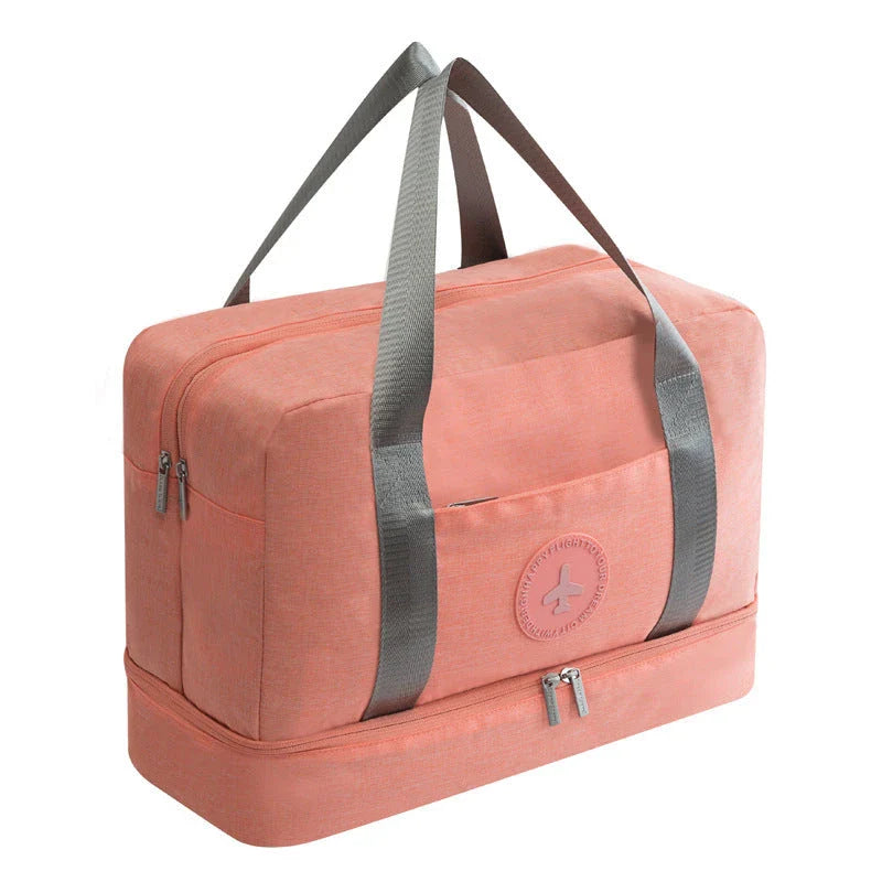 Premium waterproof polyester shoe storage bag with laminated zipper pocket and breathable design for travel and various occasions