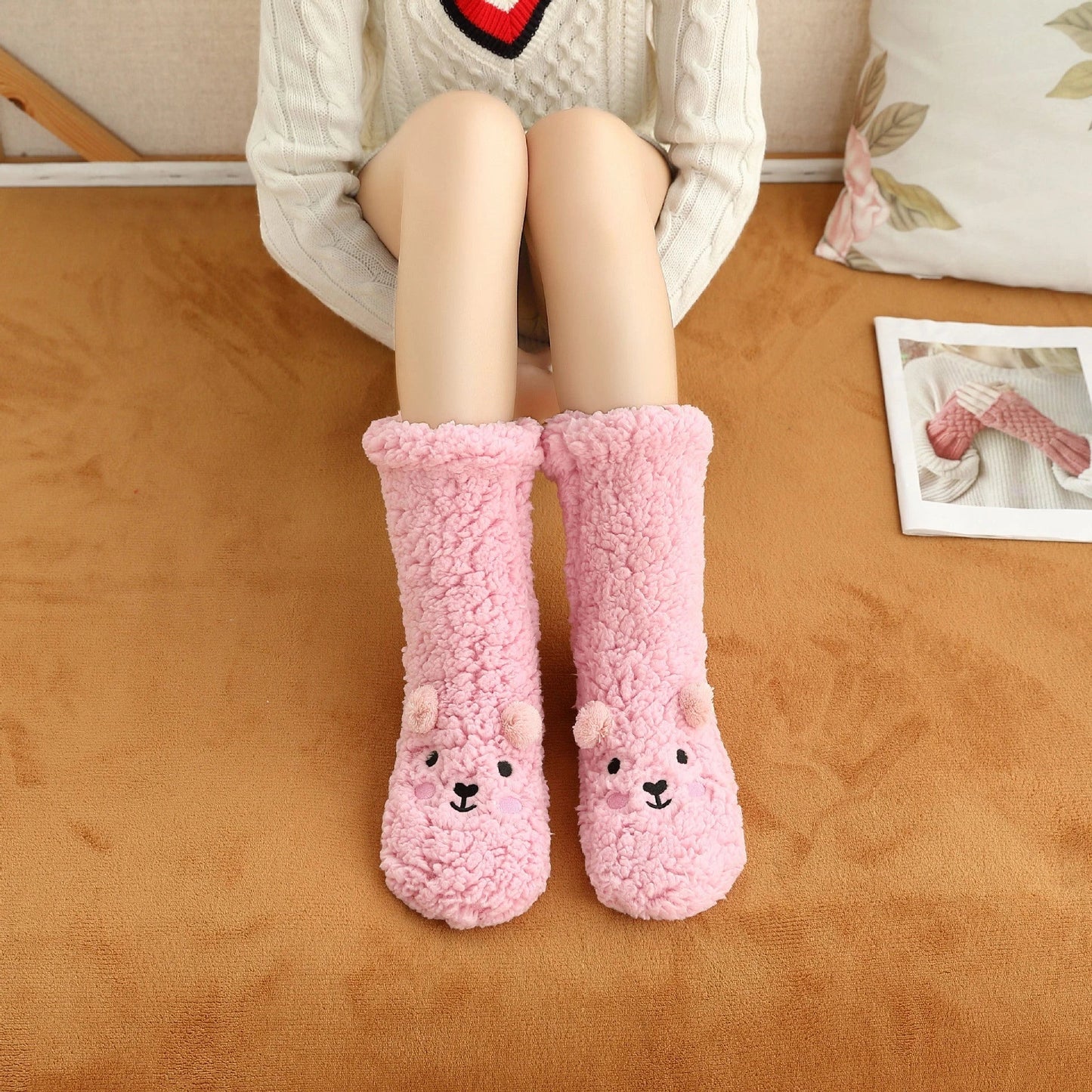 Cozy winter socks with soft, plush coral fleece lining for maximum comfort and warmth