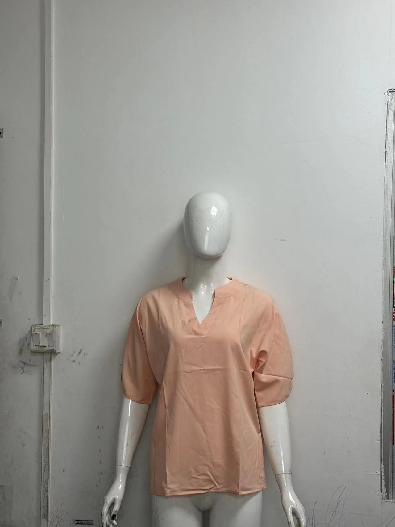 Women's summer short-sleeved chiffon shirt with V-neck design in various colours