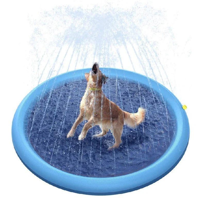 Refreshing splash pad for kids and pets, backyard water play mat with sprinklers
