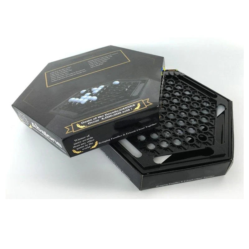 Abalone strategy game with marble board and pieces for family and kids to play