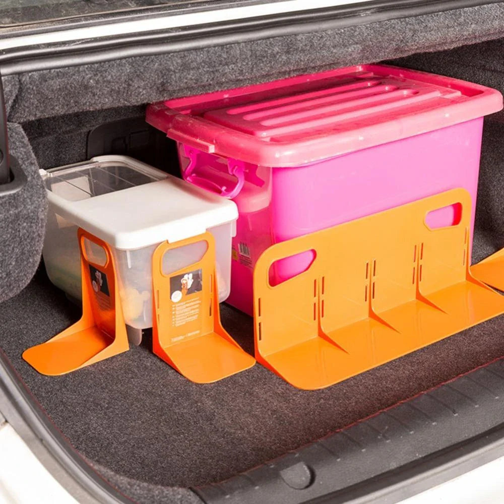 Versatile car boot organiser with sturdy frame, anti-slip bottom, and ample storage space for luggage, groceries, and other essential items