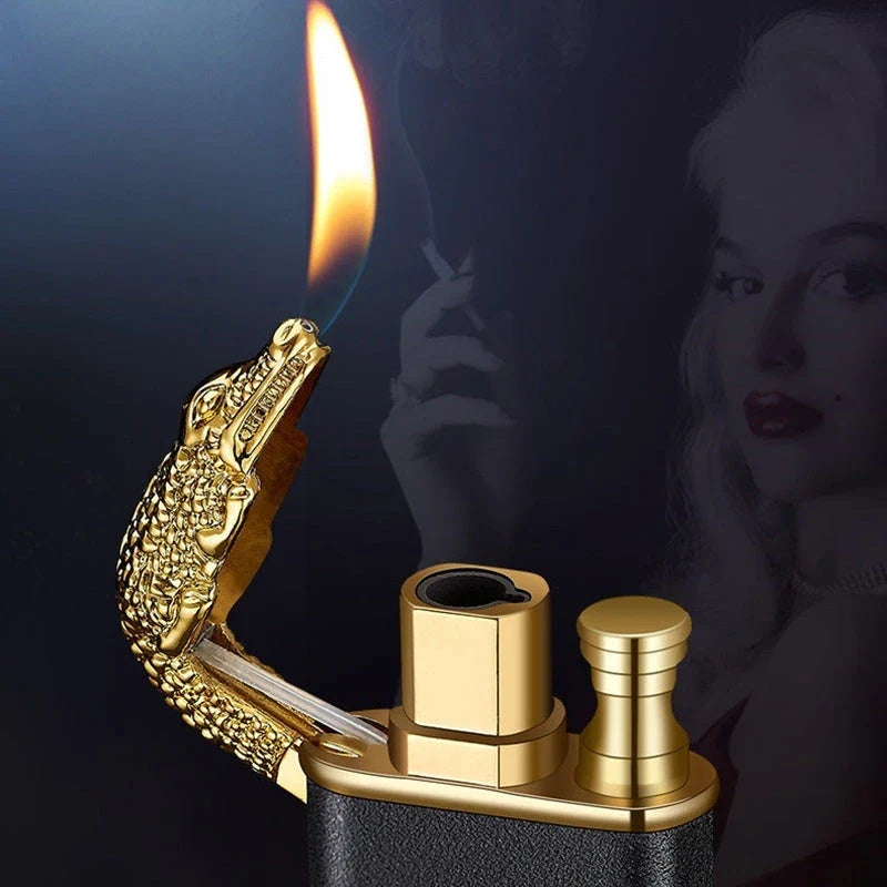 Versatile double flame lighter with a sleek and stylish design, perfect for outdoor adventures, grilling, and cigar lighting.