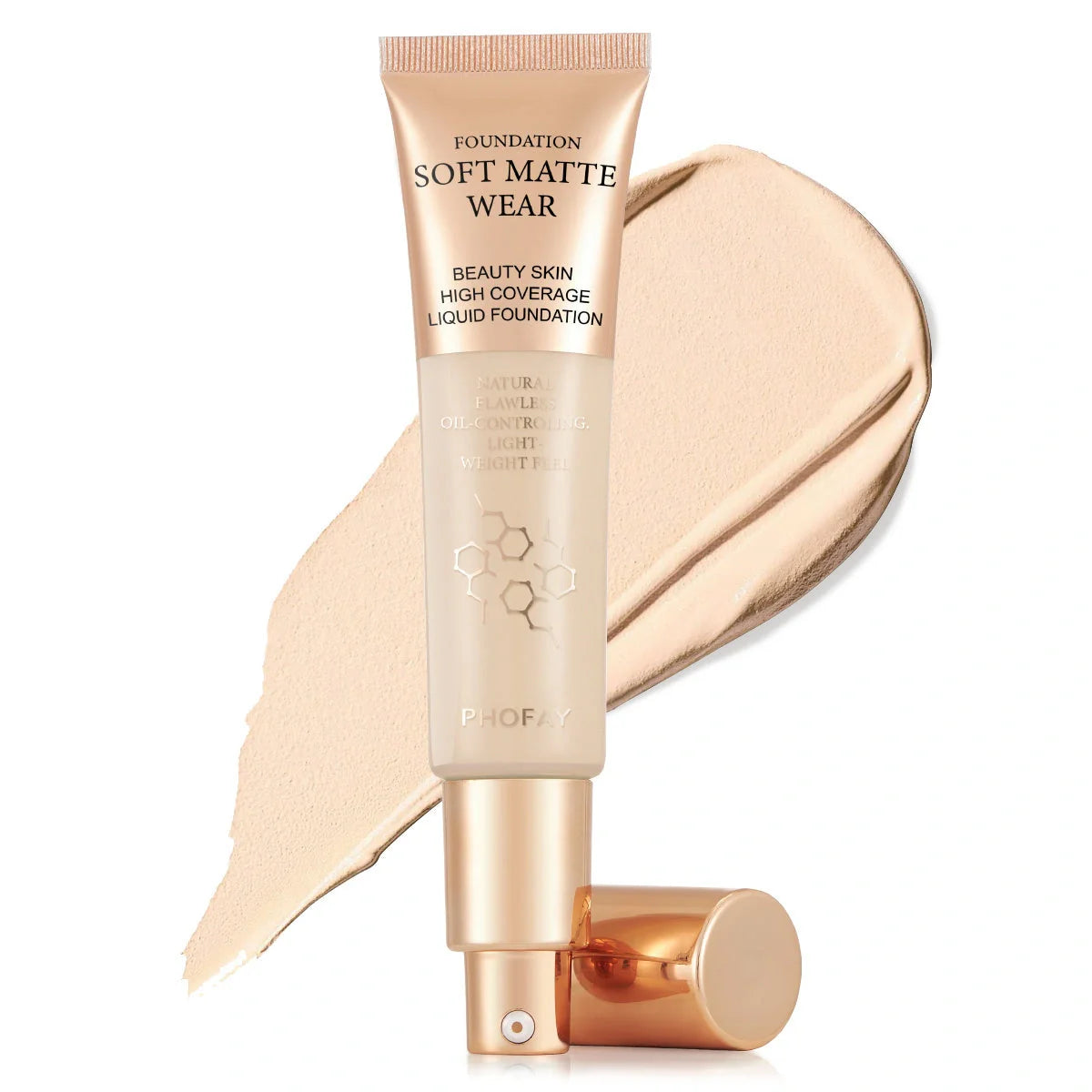 PHOFAY Full Coverage Foundation in various shades, 30ml oil-controlling formula