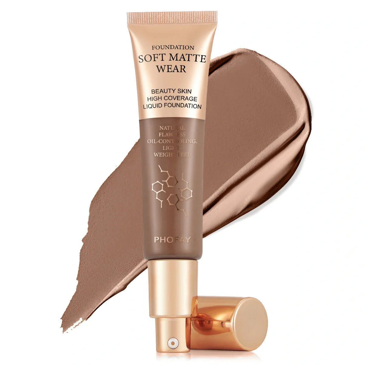 PHOFAY Full Coverage Foundation in various shades, 30ml oil-controlling formula