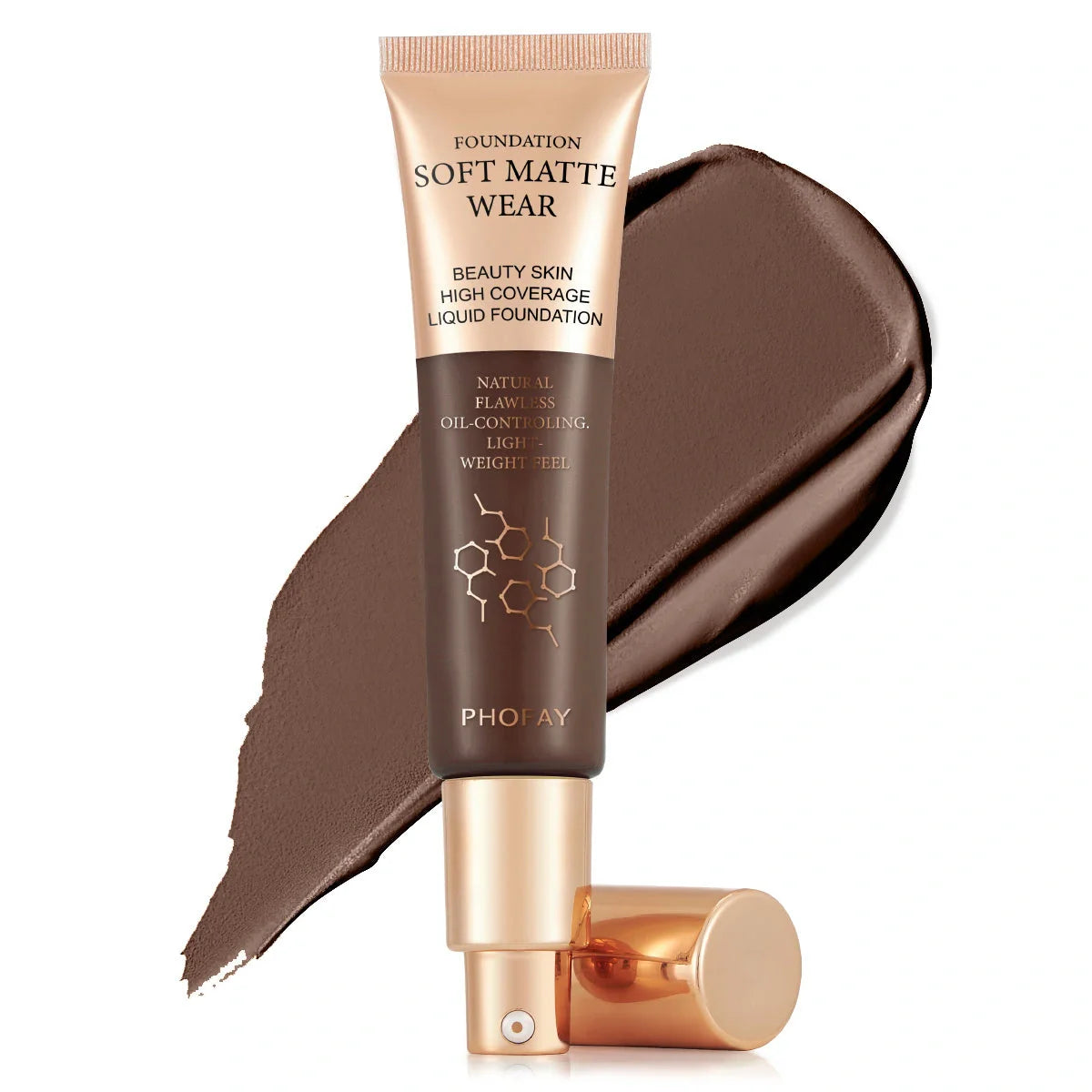 PHOFAY Full Coverage Foundation in various shades, 30ml oil-controlling formula