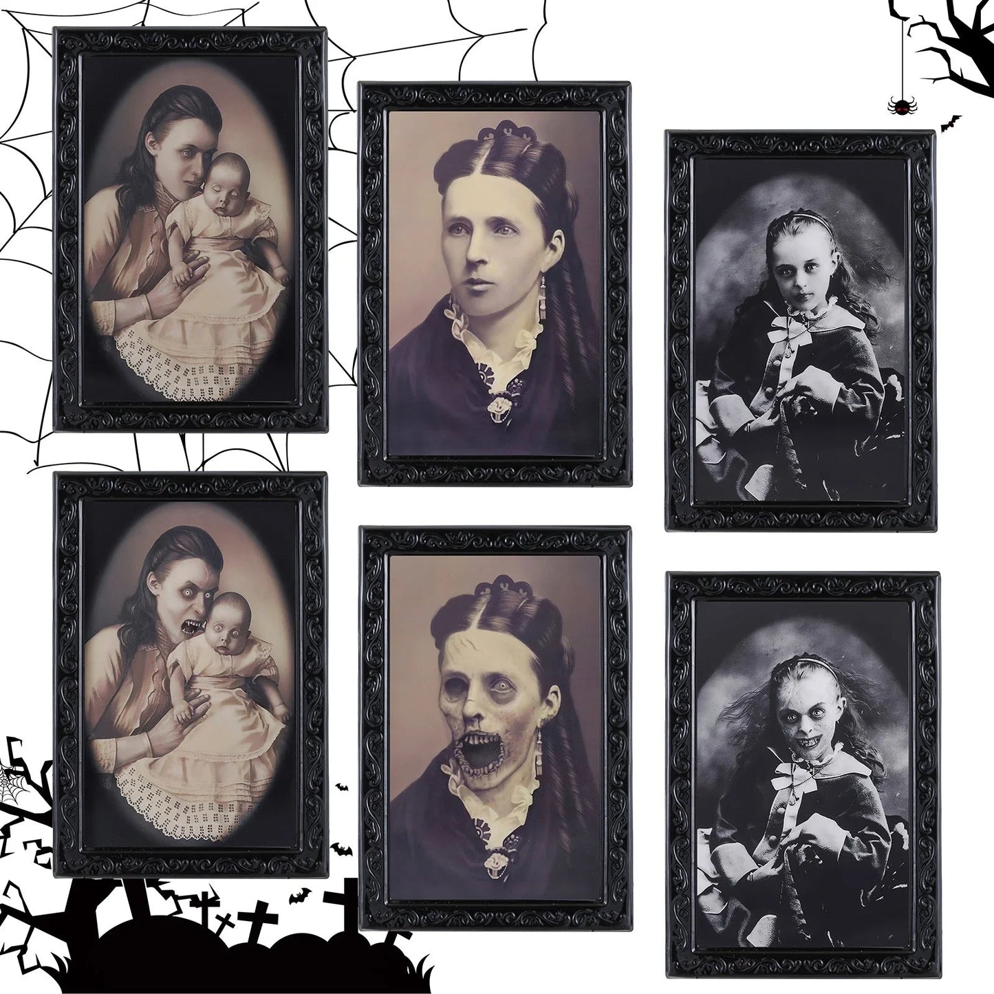 Haunting 3D Changing Face Portrait - Spooky Halloween Decoration with Ghostly Figure