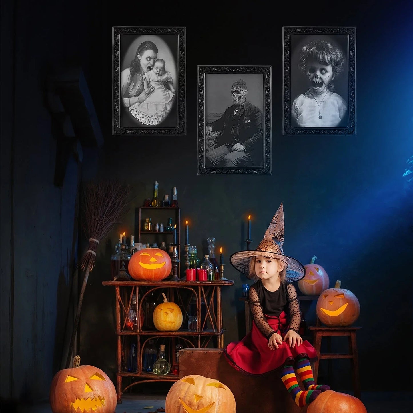 Haunting 3D Changing Face Portrait - Spooky Halloween Decoration with Ghostly Figure
