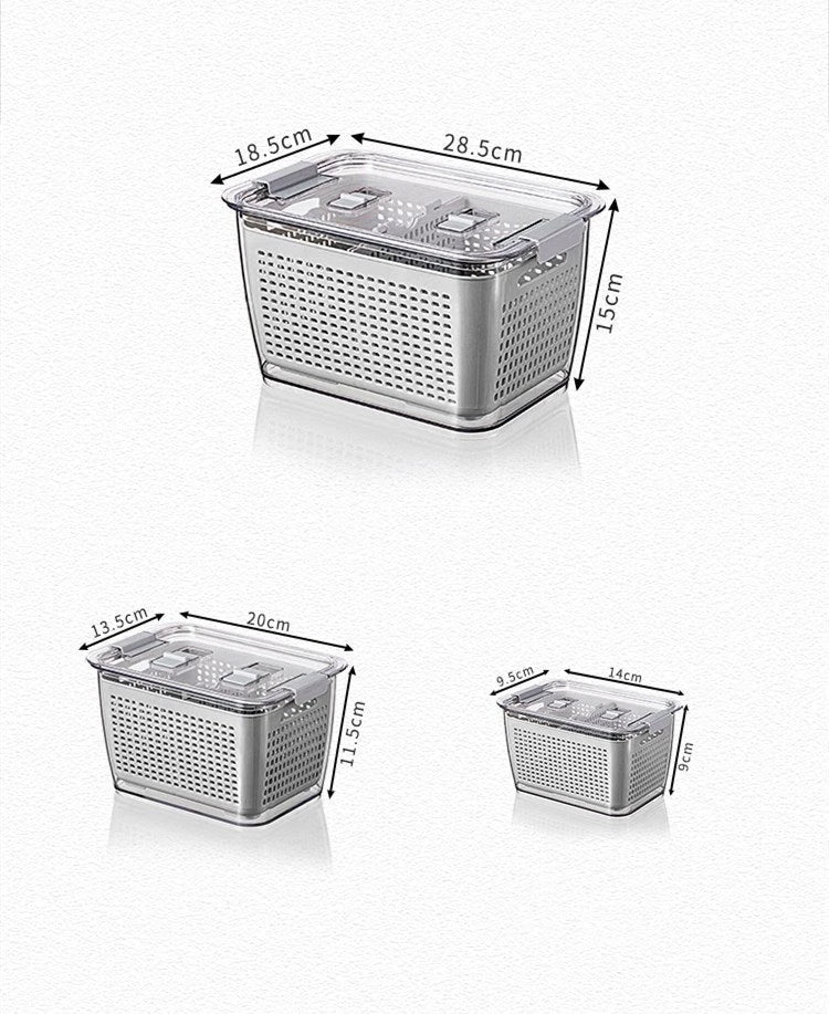 Premium food preservation containers for large capacity refrigerators, featuring customisable partitions, easy-to-clean design, and durable construction.