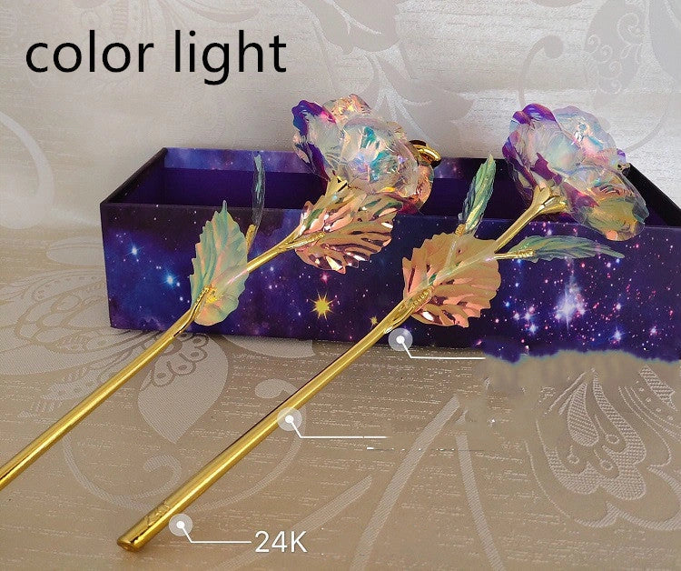 A luxurious 24K gold-plated rose flower bouquet set with a gift box and tote bag