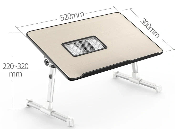 Adjustable laptop desk stand with foldable design for bed or standing use