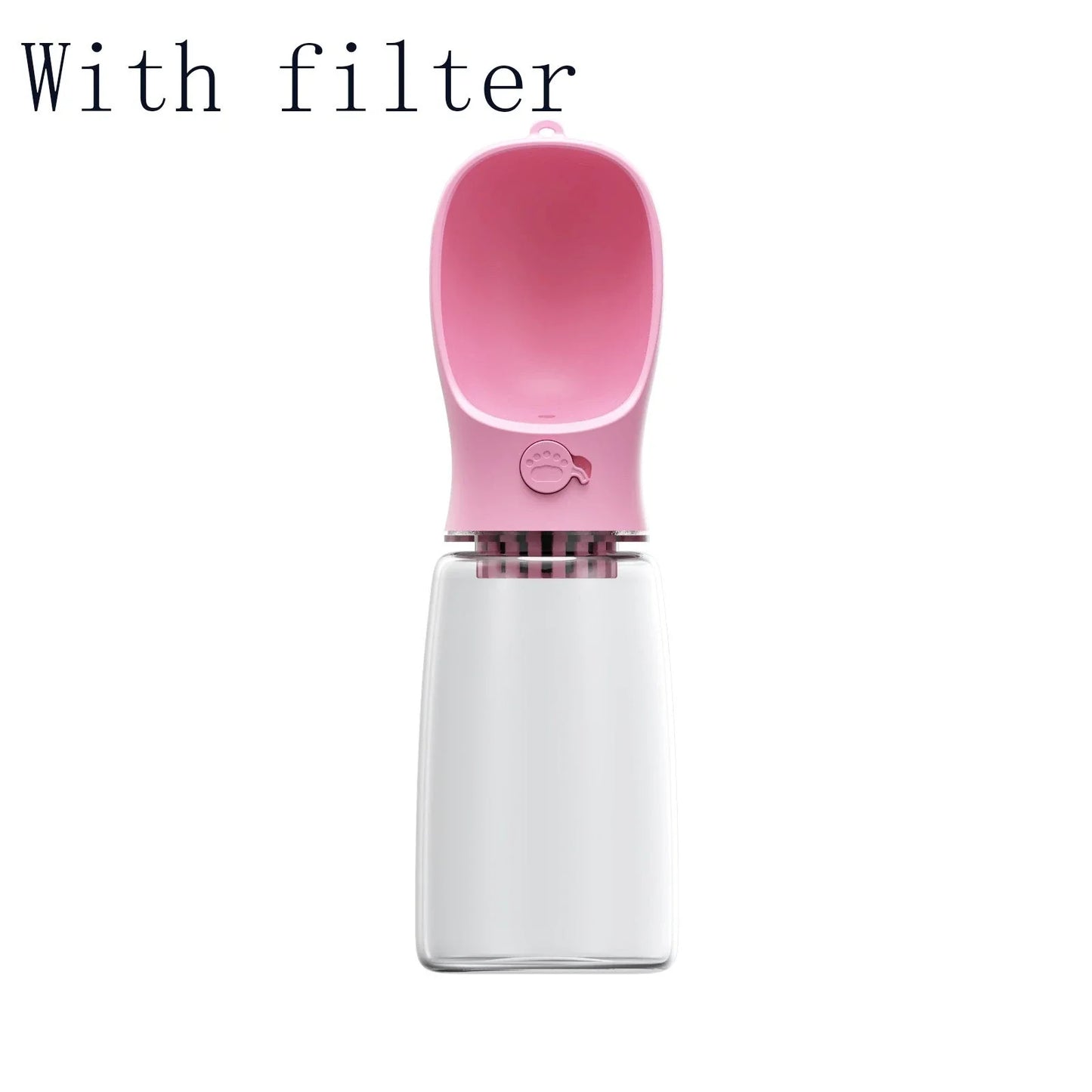 Durable and portable pet water bottle with one-touch button, suitable for outdoor activities with your furry friend