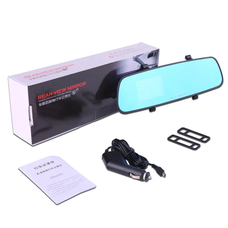High-Definition Rearview Mirror Driving Recorder with 1080P video, motion detection, and collision sensor for enhanced road safety