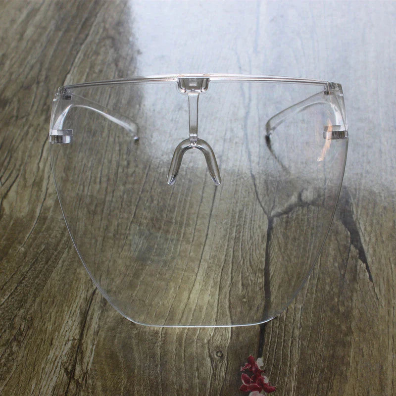 Premium multi-function face shield glasses with anti-fog coating, durable plastic frame, and crystal-clear lenses for sun protection and safety