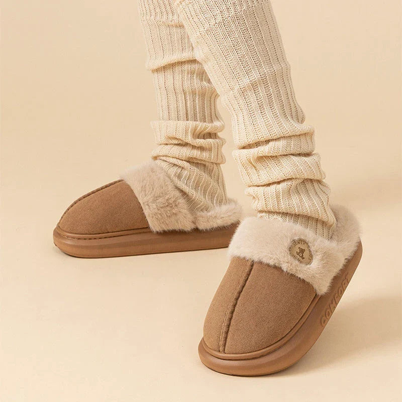 Plush, fleece-lined slippers in a variety of colors for women and men to wear indoors and outdoors