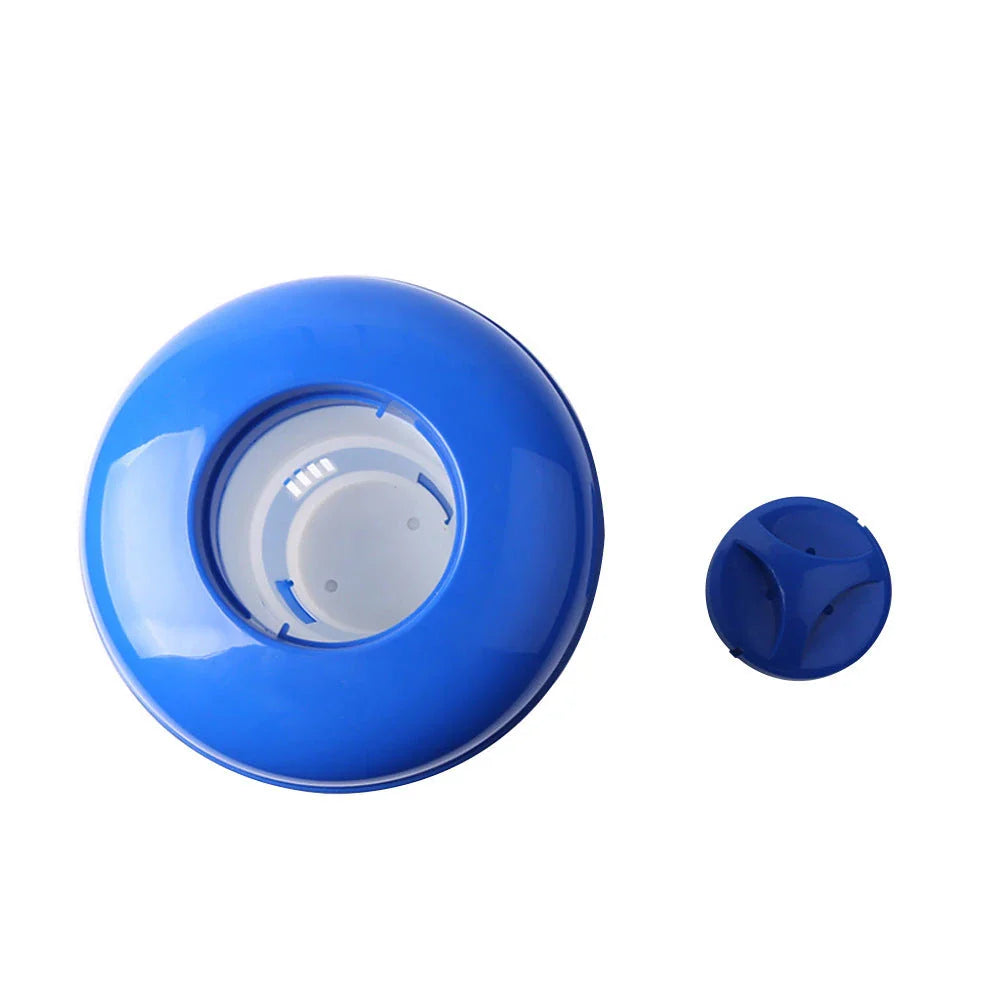 Aqua Fizz effervescent pool maintenance tablets in a box and dispenser on a white background