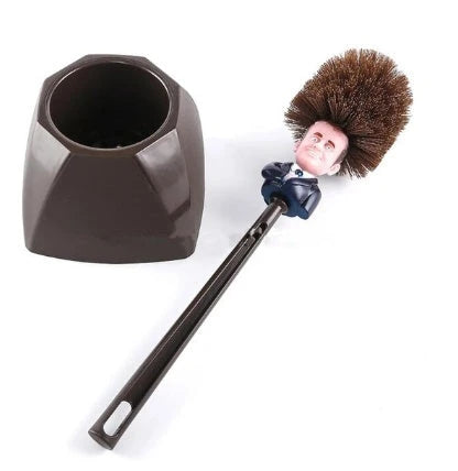 Hilarious Trump-themed toilet brush with bright yellow color and distinctive design