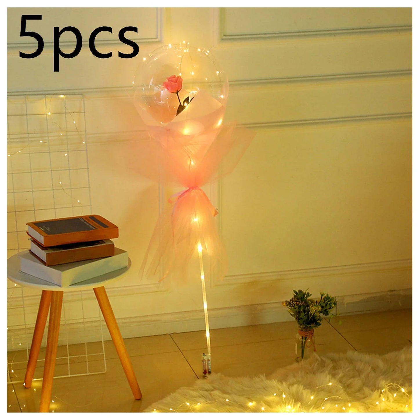 A luminous bouquet of glowing rose-shaped balloons, creating a magical and enchanting display.
