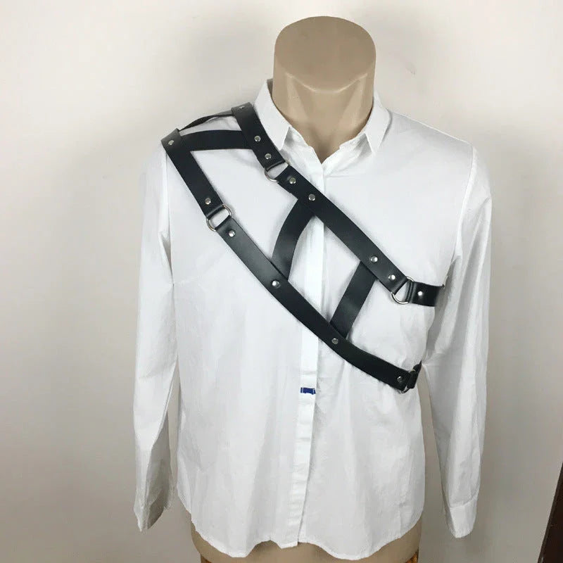 Premium full-grain leather shoulder strap with air ventilation holes for enhanced breathability and comfort