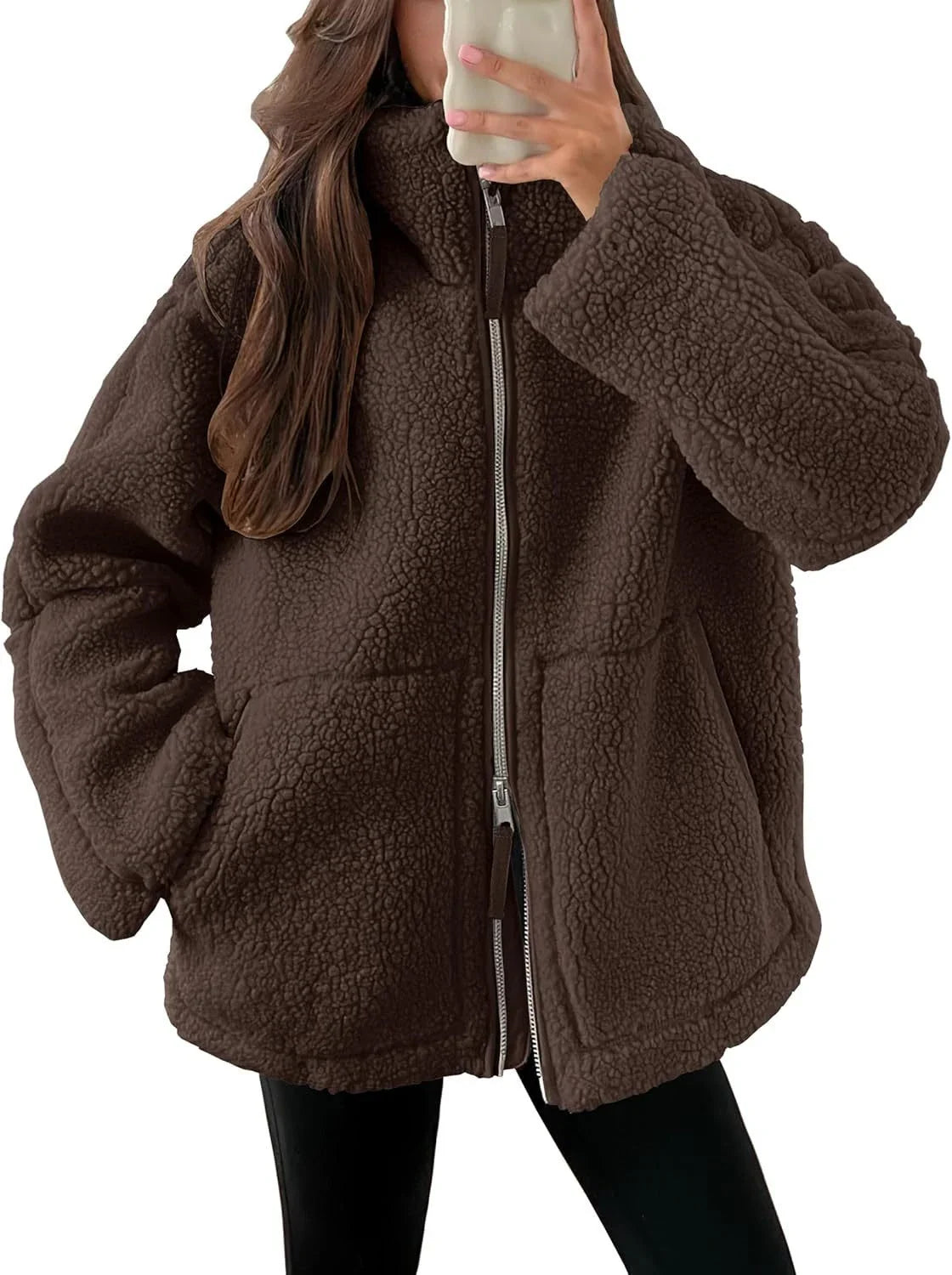 Classic padded fleece jacket in various colours for women, featuring a zip-up design and pockets