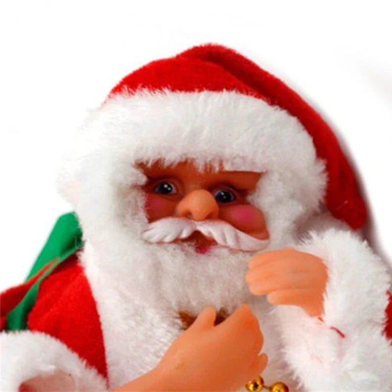 Festive Santa Claus Climbing Ladder - Automated Holiday Decoration with Red Ladder and Cheerful Music