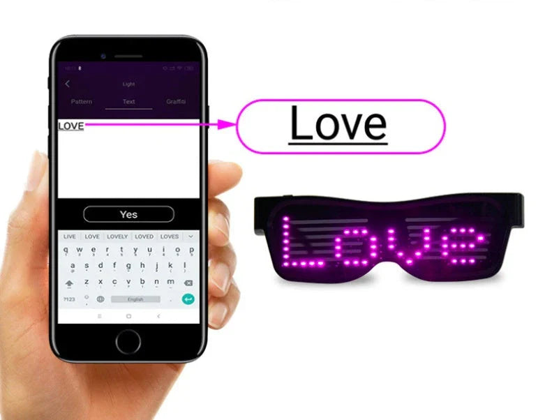 Multicolor LED party glasses with dynamic flashing light effects, suitable for various events and celebrations