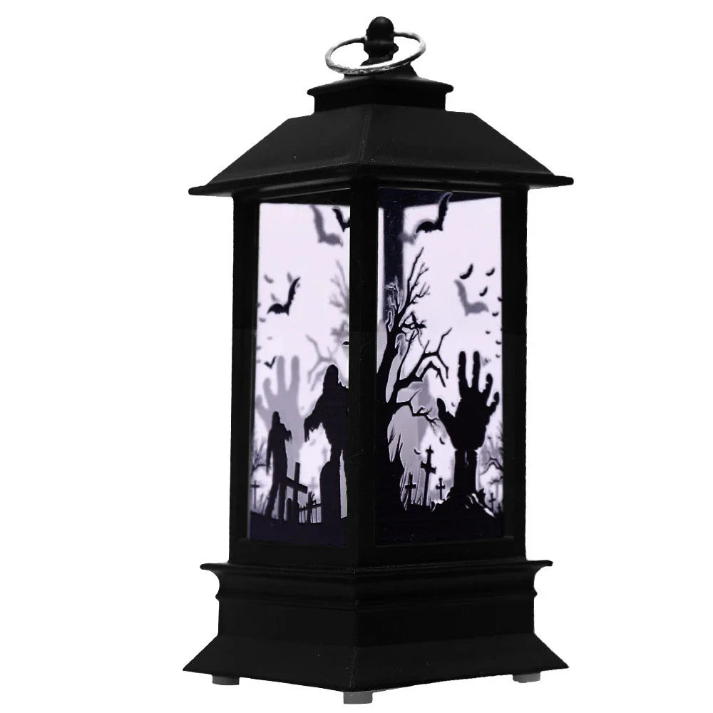 Enchanting Halloween pumpkin lamp with intricate design and warm LED lighting, perfect for seasonal decor
