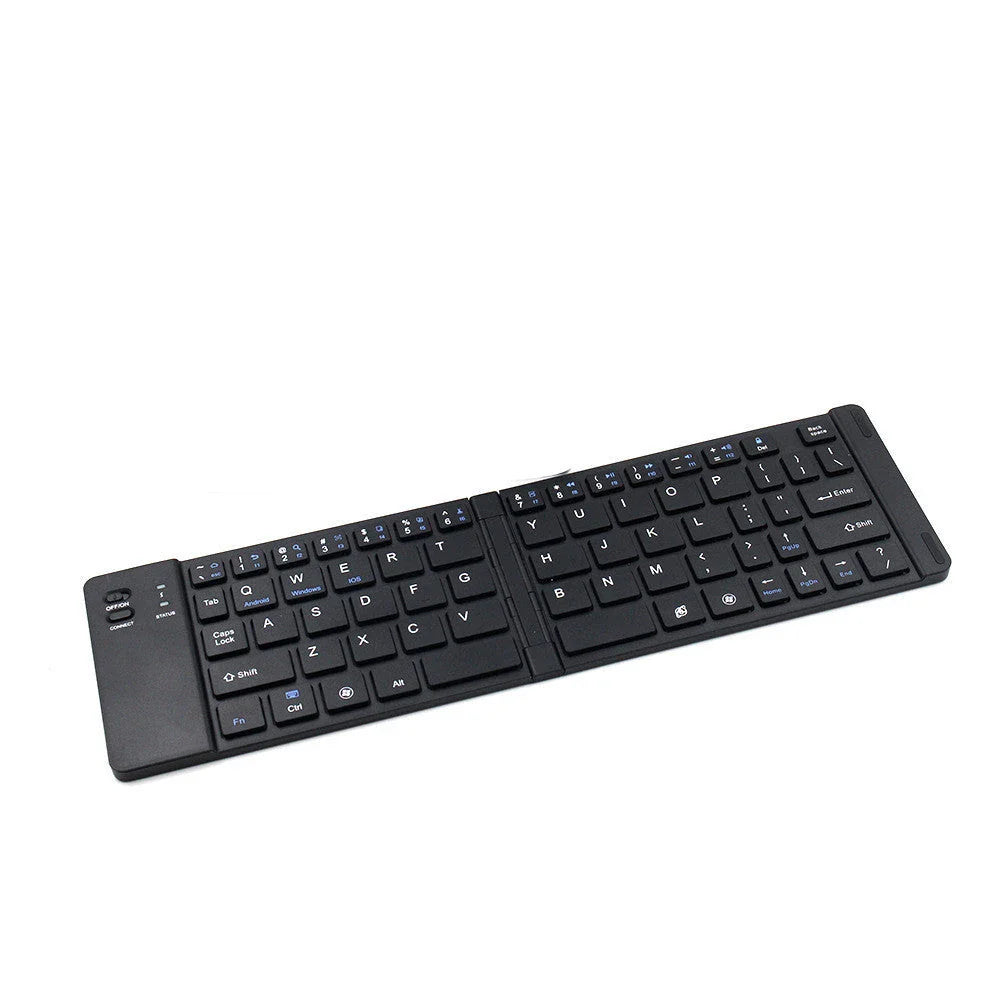 Compact and foldable Bluetooth keyboard for use with smartphones, tablets, and laptops
