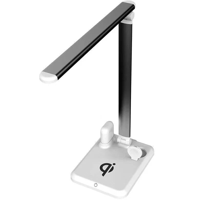 Multifunctional LED desk lamp with wireless charging station, adjustable lighting, and touch controls