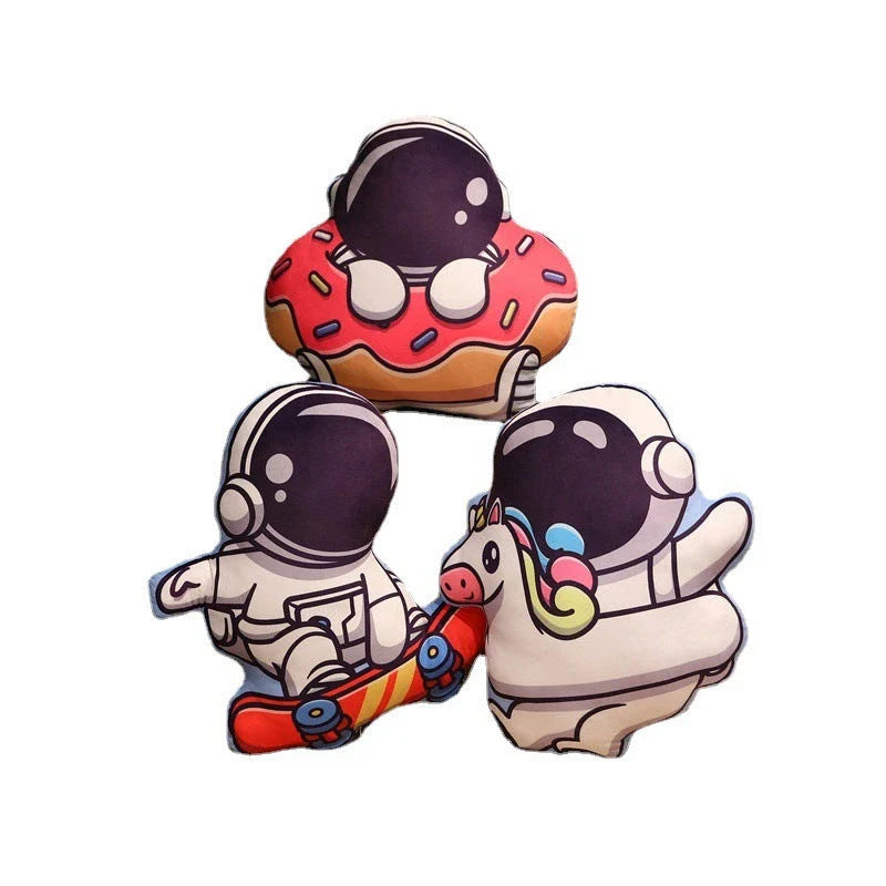 Soft, plush pillows in the shape of astronauts, rockets, and spacecraft to captivate young space enthusiasts