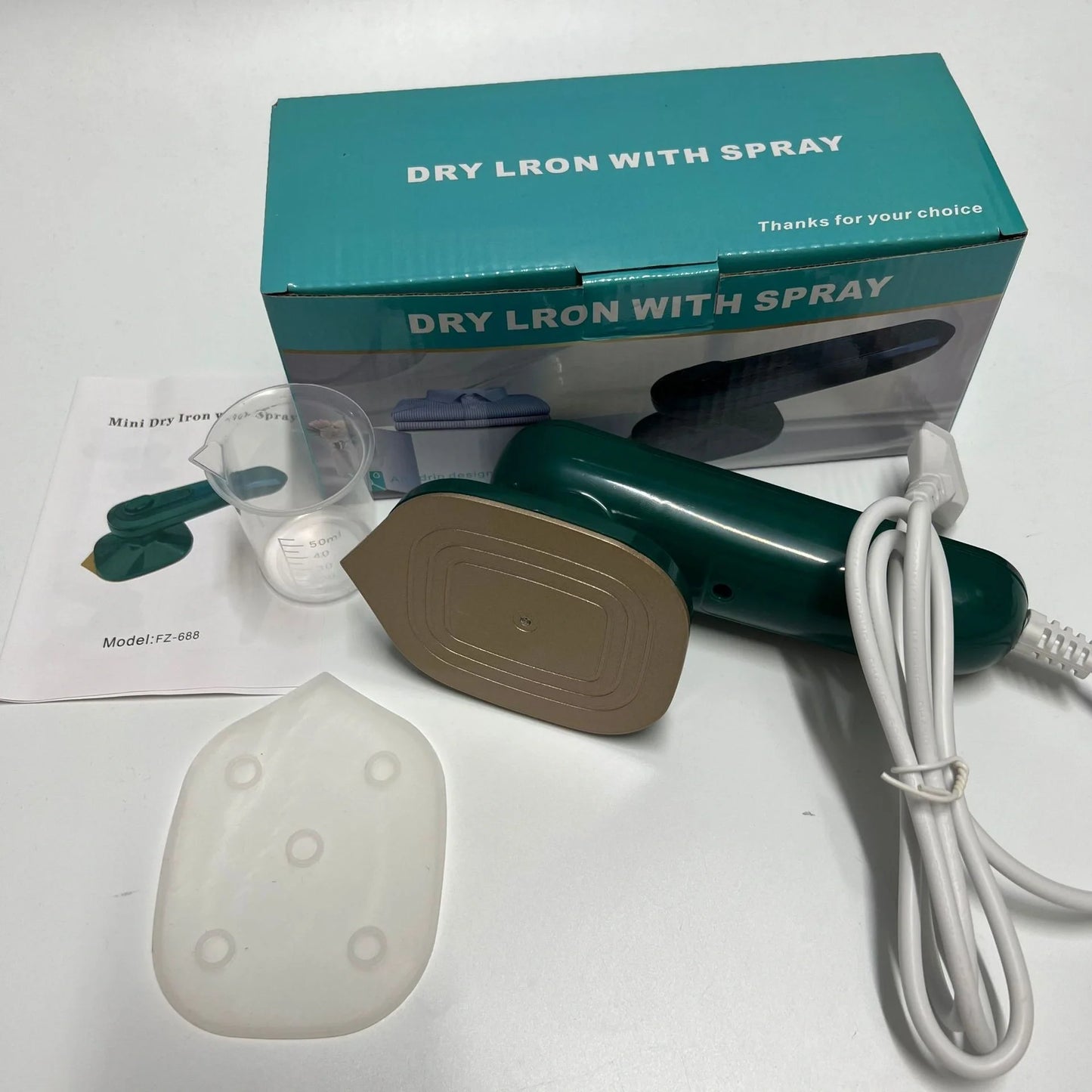 Handheld portable garment ironing machine with super large titanium panel in dark green
