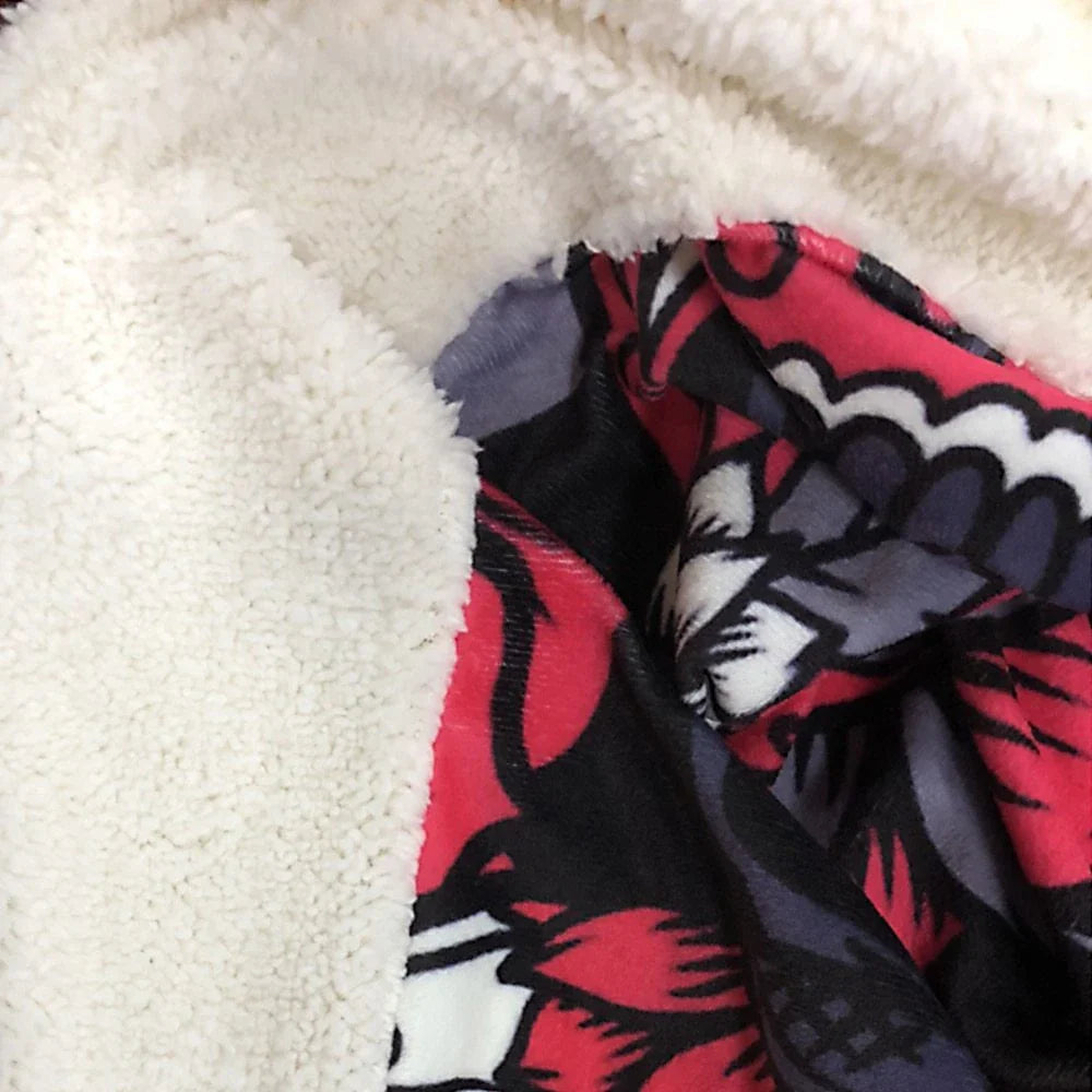 Supremely soft flannel burrito blanket in round and rectangular shapes, featuring vibrant food-themed print for cozy indoor and outdoor use