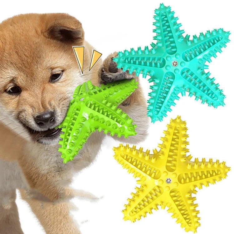 Starfish Vocal Pet Dog Toy Molar Stick in various colors for dental health