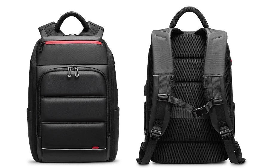 Waterproof backpack with USB charging port, multiple compartments, and comfortable padded straps for everyday use and travel
