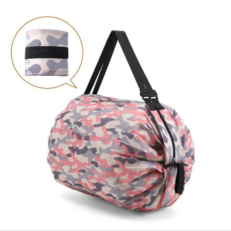 Foldable tote bag made of durable 210D Oxford cloth, featuring a roomy storage space and various stylish color options for on-the-go organization and convenience.