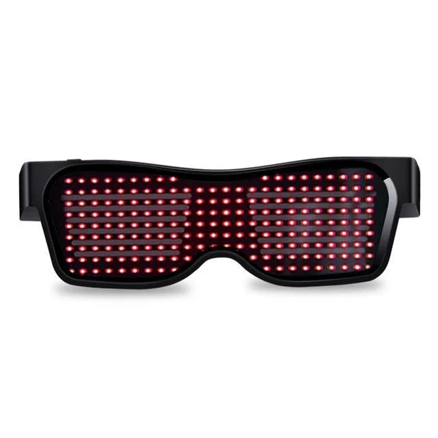 Multicolor LED party glasses with dynamic flashing light effects, suitable for various events and celebrations