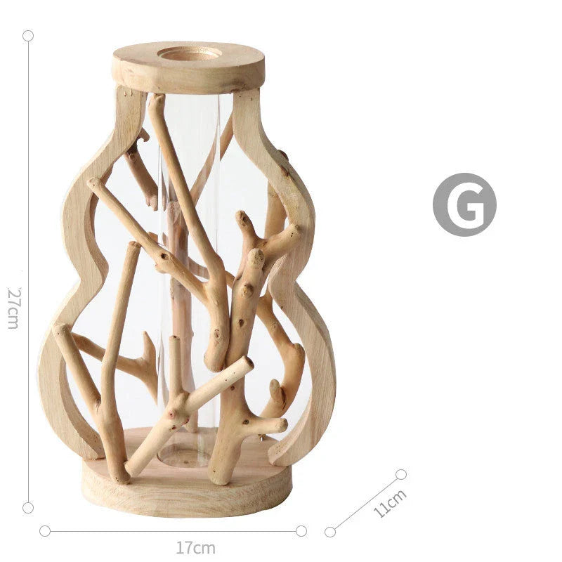 Elegant handcrafted wooden vase with intricate detailing, designed to elevate home decor