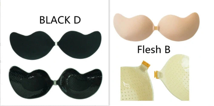 Lala Goddess Mango Cup deep V invisible bra in black and flesh colors