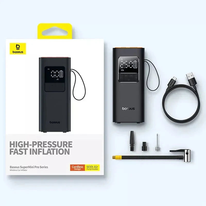 Portable Wireless Car Air Pump with 17-Cylinder Motor for Fast Inflation, Cordless Design, and Auto-Stop Function
