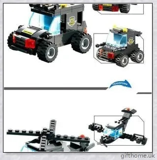 8-in-1 Building Block Set with Robot, Aircraft, Car, Police, and SWAT Transformations
