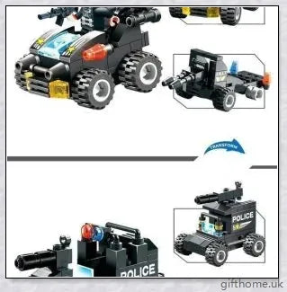 8-in-1 Building Block Set with Robot, Aircraft, Car, Police, and SWAT Transformations