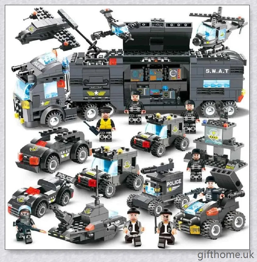 8-in-1 Building Block Set with Robot, Aircraft, Car, Police, and SWAT Transformations