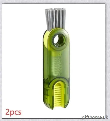A 3-in-1 cleaning brush set with a spiral brush, bevel corner brush, and sponge for thoroughly cleaning bottles, cups, and hard-to-reach areas