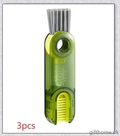 A 3-in-1 cleaning brush set with a spiral brush, bevel corner brush, and sponge for thoroughly cleaning bottles, cups, and hard-to-reach areas