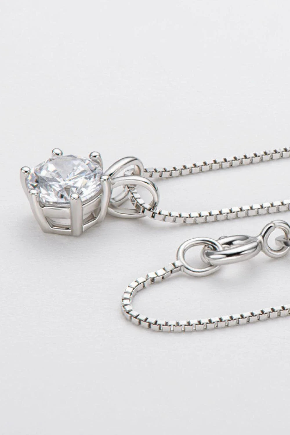925 Sterling Silver 1 Carat Moissanite Pendant Necklace with a modern, minimalist design