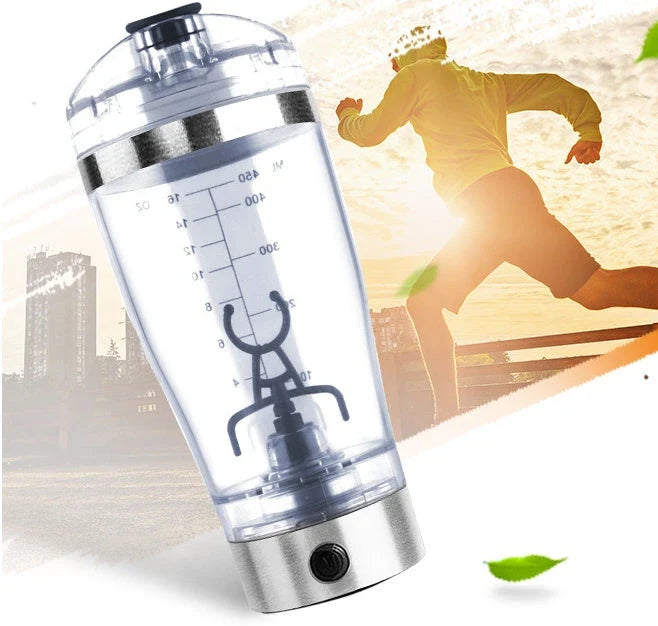 Cordless USB powered protein shake mixer cup with sleek white design and large 600ml capacity