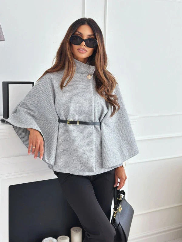 Stylish batwing cloak jacket for women in various colors, including black, apricot, gray, and wine red.