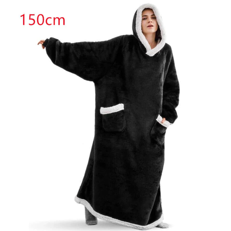 Comfy oversized TV hoodie blanket in various stylish colors, perfect for cozy movie nights and relaxation at home.