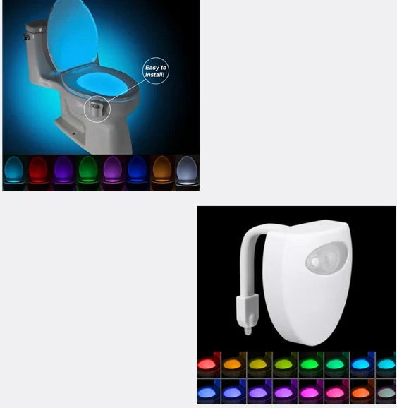 Toilet Induction LED Night Light with motion sensor, 8 colour options, and automatic on/off function for a hands-free, hygienic bathroom experience.